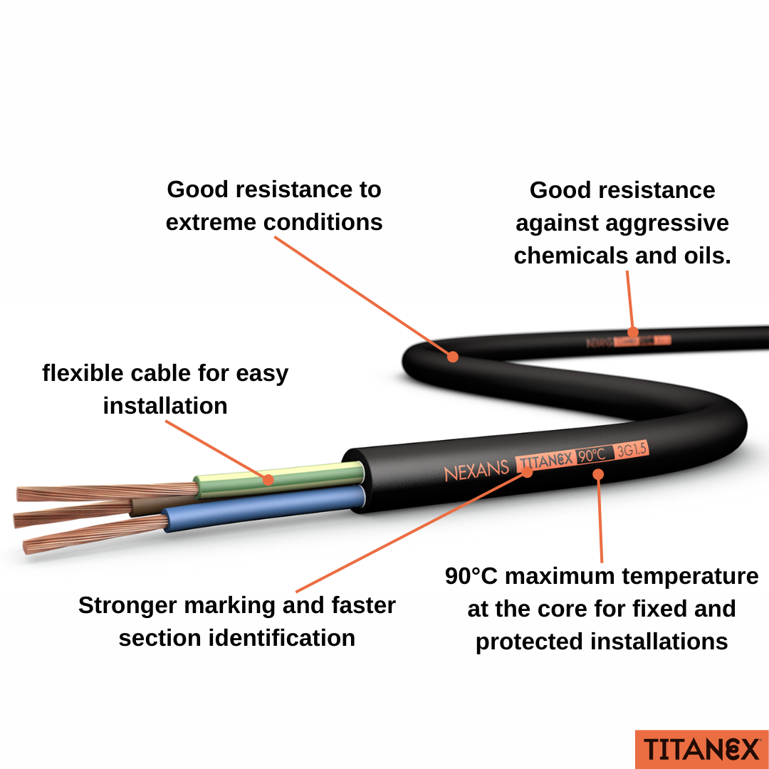 Cable HO7RN-F 3G10 extra souple 3X10mm² prix au mètre